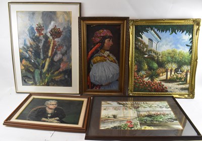 Lot 146 - A group of five decorative pictures, to...