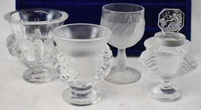 Lot 483 - LALIQUE; two modern crystal vases, height 12cm...