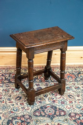 Lot 2550 - A 19th century oak joint stool, 48 x 28cm.