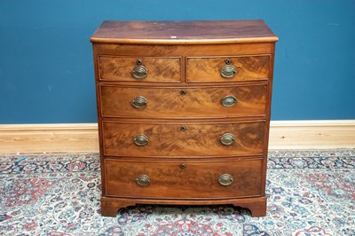 Lot 2397 - A 19th century mahogany bowfronted chest of...