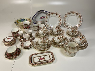 Lot 163 - A hand embellished part tea service, a...