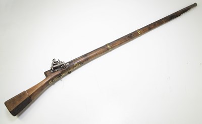 Lot 579 - An Indian matchlock three-band rifle, later...