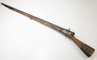 Lot 579 - An Indian matchlock three-band rifle, later...