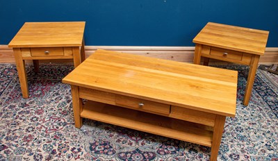 Lot 2591 - A modern oak refectory type coffee table with...