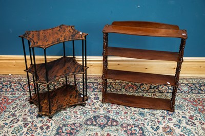 Lot 2459 - A mahogany four tier hanging shelf, width 65cm,...