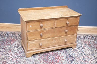 Lot 2552 - An old pine chest of two short over two long...