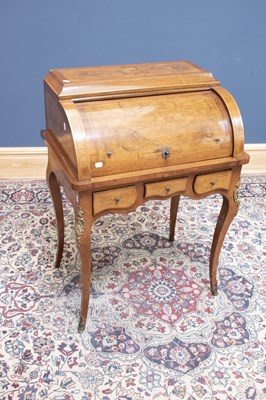 Lot 2380 - A 19th century marquetry inlaid rosewood roll...