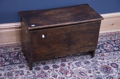 Lot 2548 - A small 19th century oak plank top coffer, the...