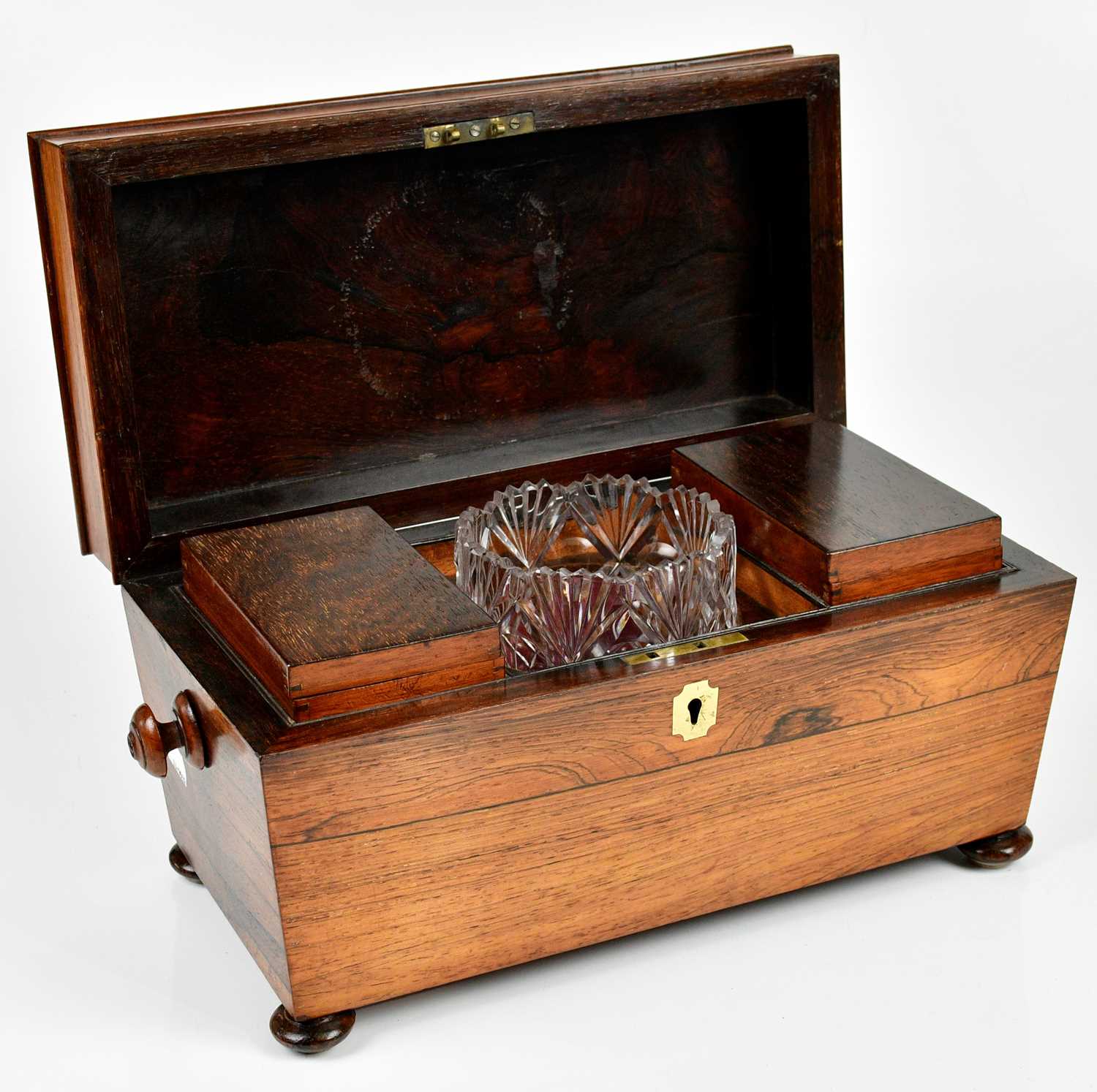 Lot 1022 - A 19th century rosewood tea caddy, the hinged...