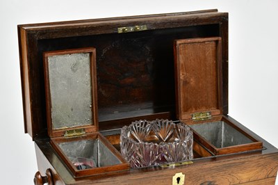 Lot 1022 - A 19th century rosewood tea caddy, the hinged...