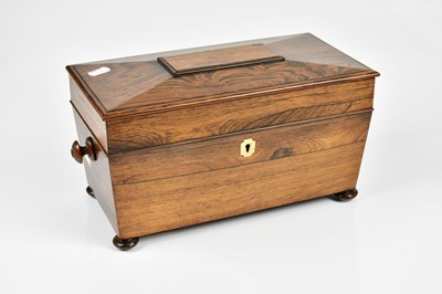 Lot 1022 - A 19th century rosewood tea caddy, the hinged...