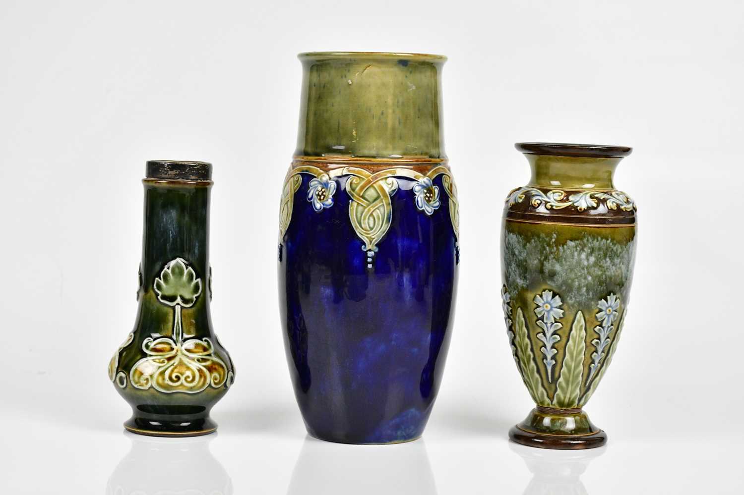 Lot 1537 - ROYAL DOULTON; three Artware vases to include...