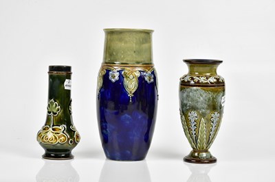 Lot 1537 - ROYAL DOULTON; three Artware vases to include...