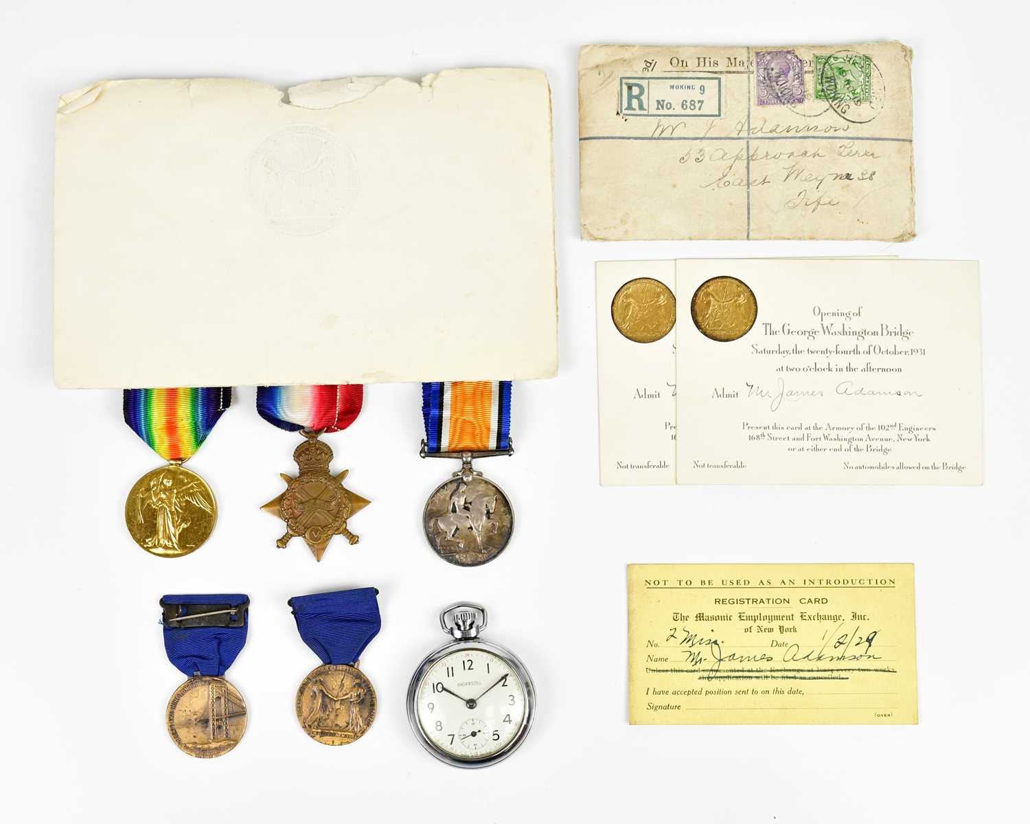 Lot 500 - A WWI medal trio comprising the 1914-18 War...