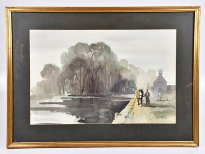 Lot 323 - ALWYN CRAWSHAW; two watercolours, man guiding...