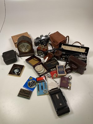 Lot 25 - A small group of cameras, a GPO compass,...