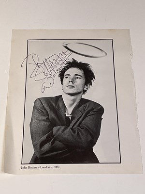 Lot 2089 - JOHNNY ROTTEN; a black and white book page...