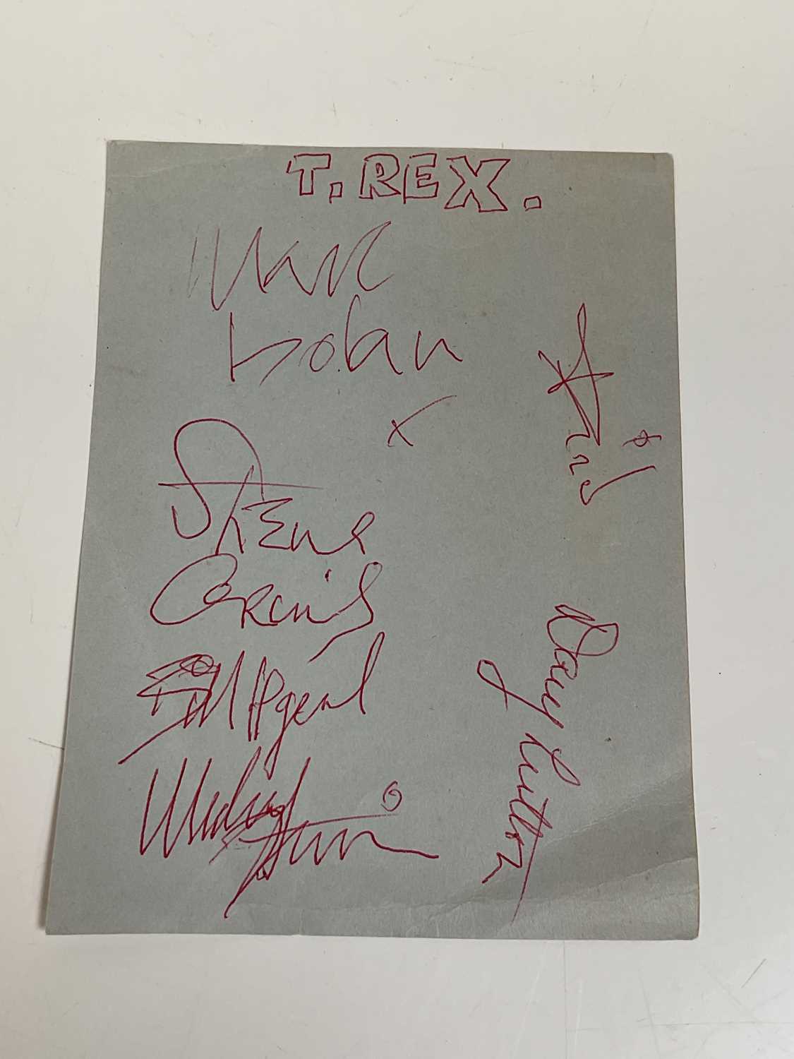 Rex Reed Autograph Lot 2093 - T-REX; a page from an autograph book