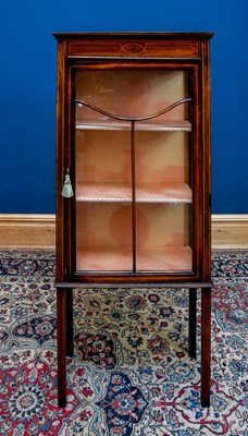 Lot 2470 - An Edwardian boxwood strung display cabinet...