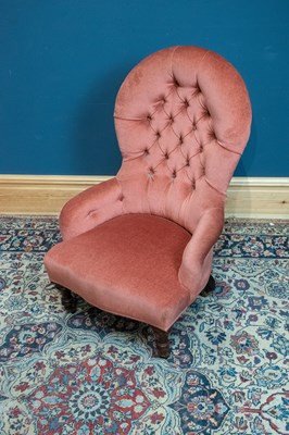 Lot 2488 - A Victorian pink button back upholstered...