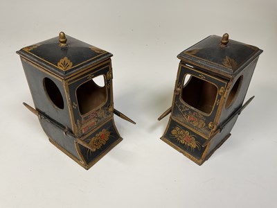 Lot 224 - A pair of circa 1920 black lacquered model...