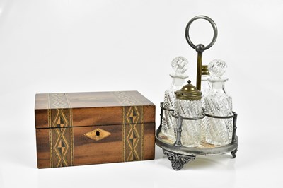Lot 1085 - A small Victorian walnut trinket box and a...