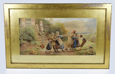 Lot 397 - A Victorian chromolithograph, children playing...