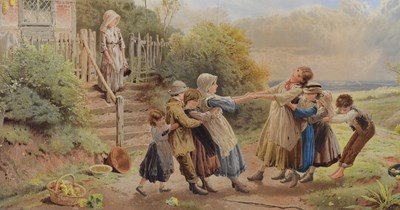 Lot 397 - A Victorian chromolithograph, children playing...