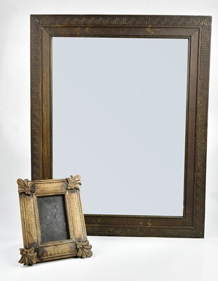 Lot 1089 - A 1920s oak carved wall mirror, 60x75cm,...