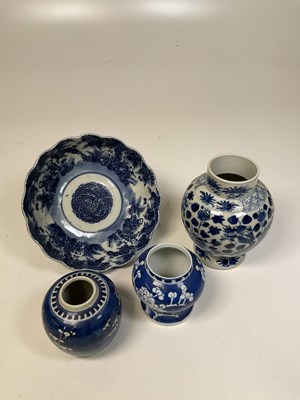 Lot 242 - A 19th century blue and white vase (badly af),...