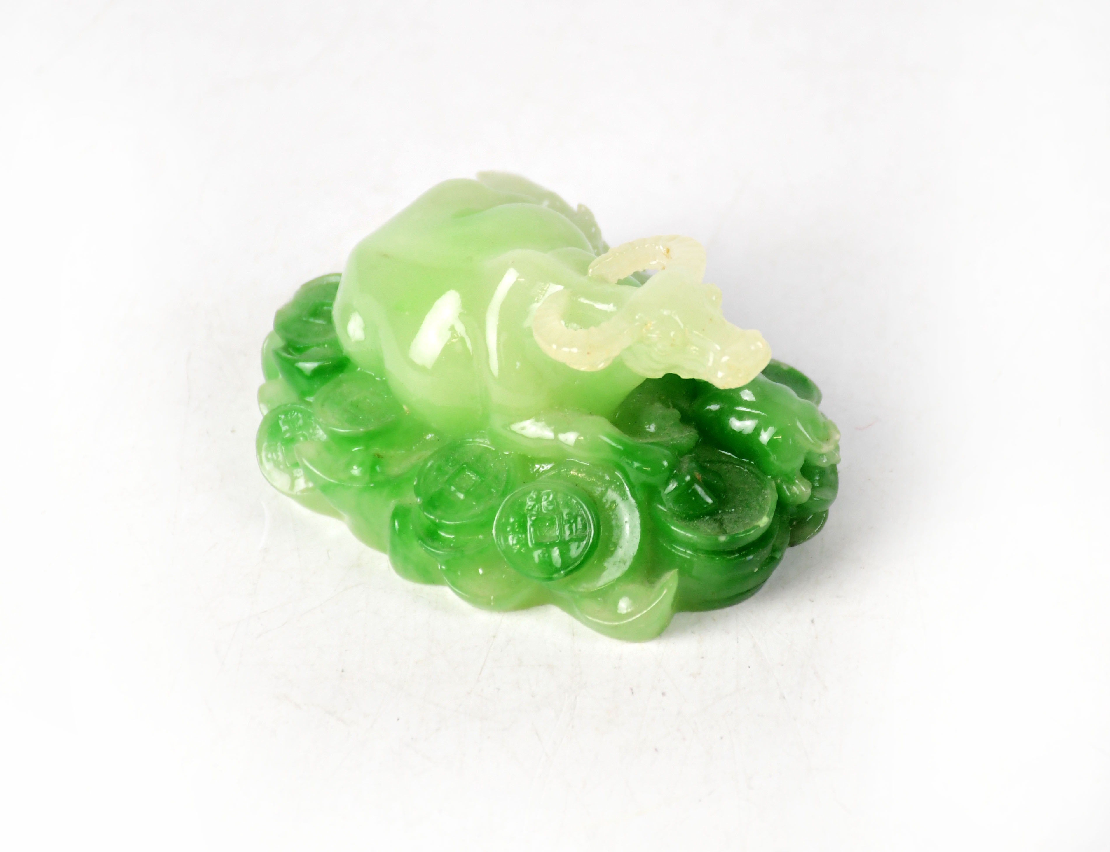 Lot 368 A green jade water buffalo