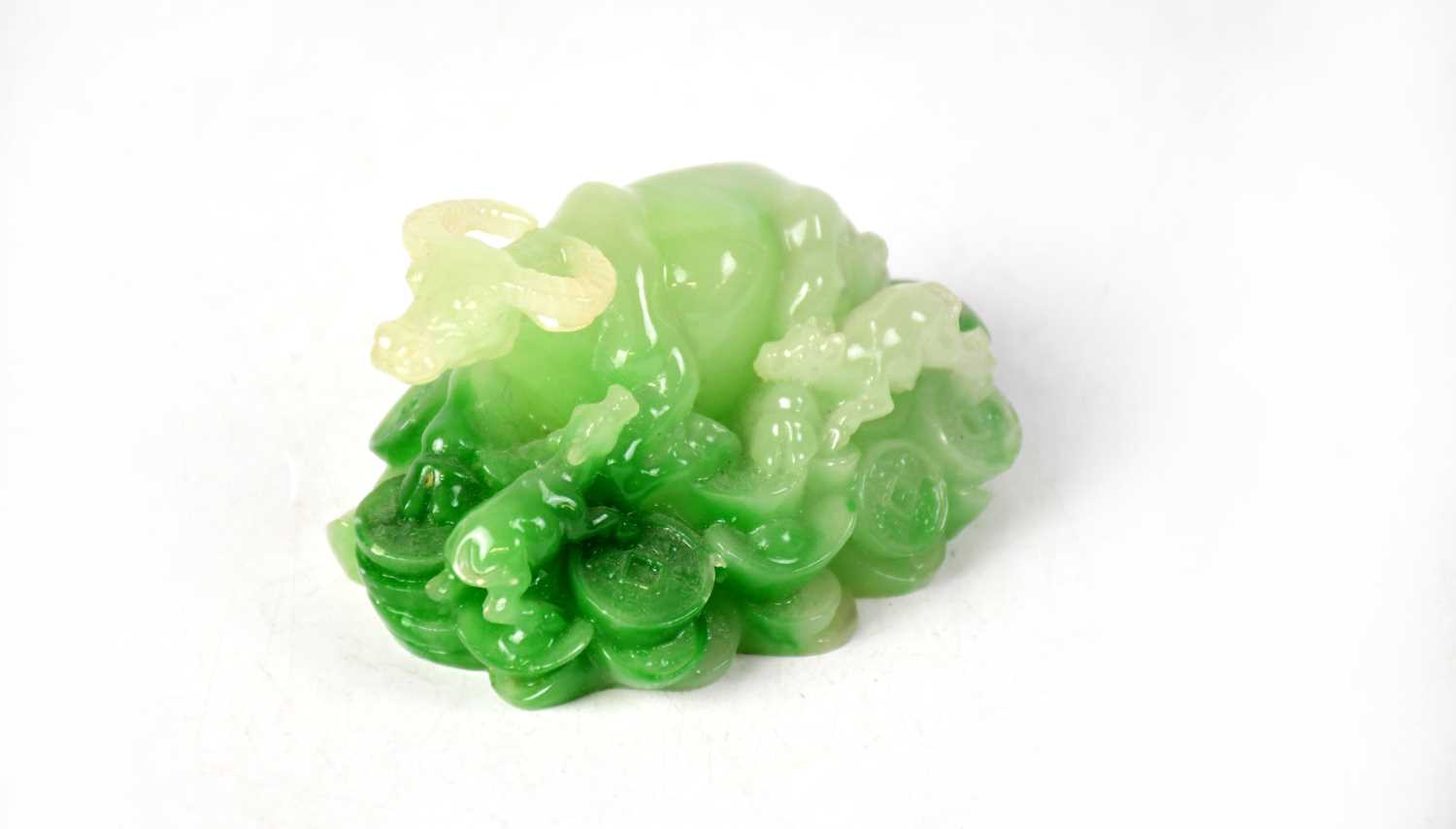 Lot 368 A green jade water buffalo