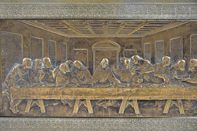 Lot 1139 - A brass plaque of the Last Supper, together...