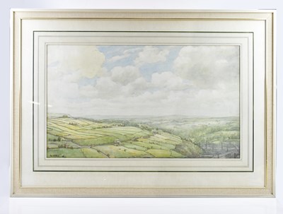 Lot 136 - TOM WHITEHEAD; watercolour, 'Ripponden Valley',...