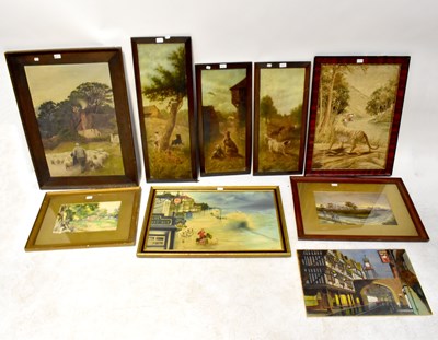 Lot 223 - Nine decorative paintings and prints