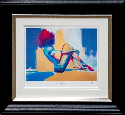 Lot 80 - TOBY MULLIGAN; a limited edition print, 'In Repose', bearing signature, 452/500, 26 x 22cm, framed and glazed.