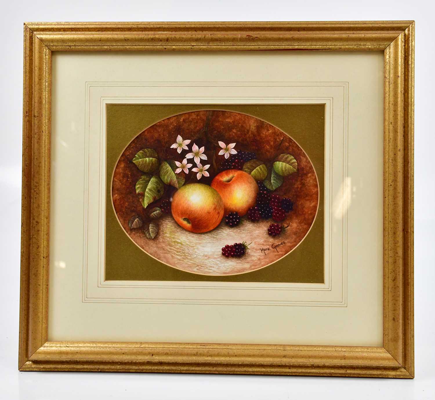 Lot 6141 - MARIE GRAVES; watercolour, still life of fruit,...