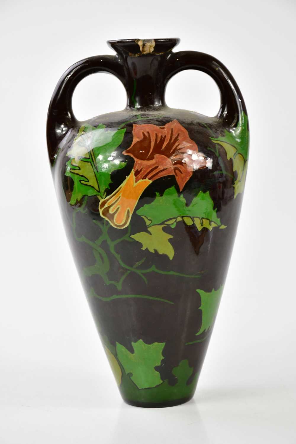 Lot 1560 - ROZENBERG; a twin handled Art Pottery vase...