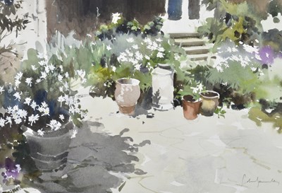 Lot 137 - JOHN YARDLEY; watercolour, 'Hot on the Terrace'...