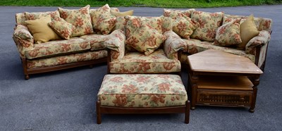Lot 2573 - ERCOL; a four piece lounge suite comprising...