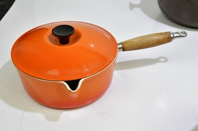 Lot 2304 - LE CREUSET; a collection of cast iron pans, a...