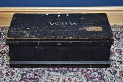 Lot 2542 - A stained seaman's chest, inscribed 'WHW',...