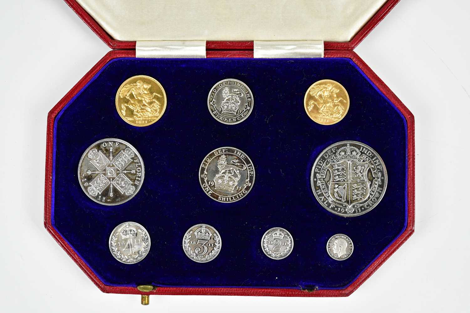 Lot 2216 - A 1911 specimen coin set to include sovereign,...