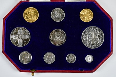 Lot 2216 - A 1911 specimen coin set to include sovereign,...