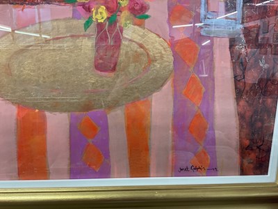 Lot 733 - JANET GOLPHIN; mixed media, still life, signed...