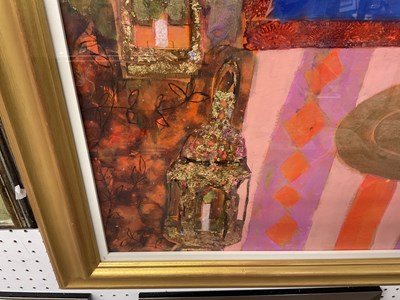 Lot 733 - JANET GOLPHIN; mixed media, still life, signed...