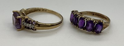 Lot 1234 - Two 9ct yellow gold dress rings, combined...