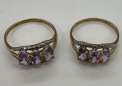 Lot 1251 - A pair of 9ct yellow gold dress rings,...