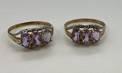 Lot 1251 - A pair of 9ct yellow gold dress rings,...