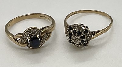 Lot 1233 - Two 9ct yellow gold dress rings set with...